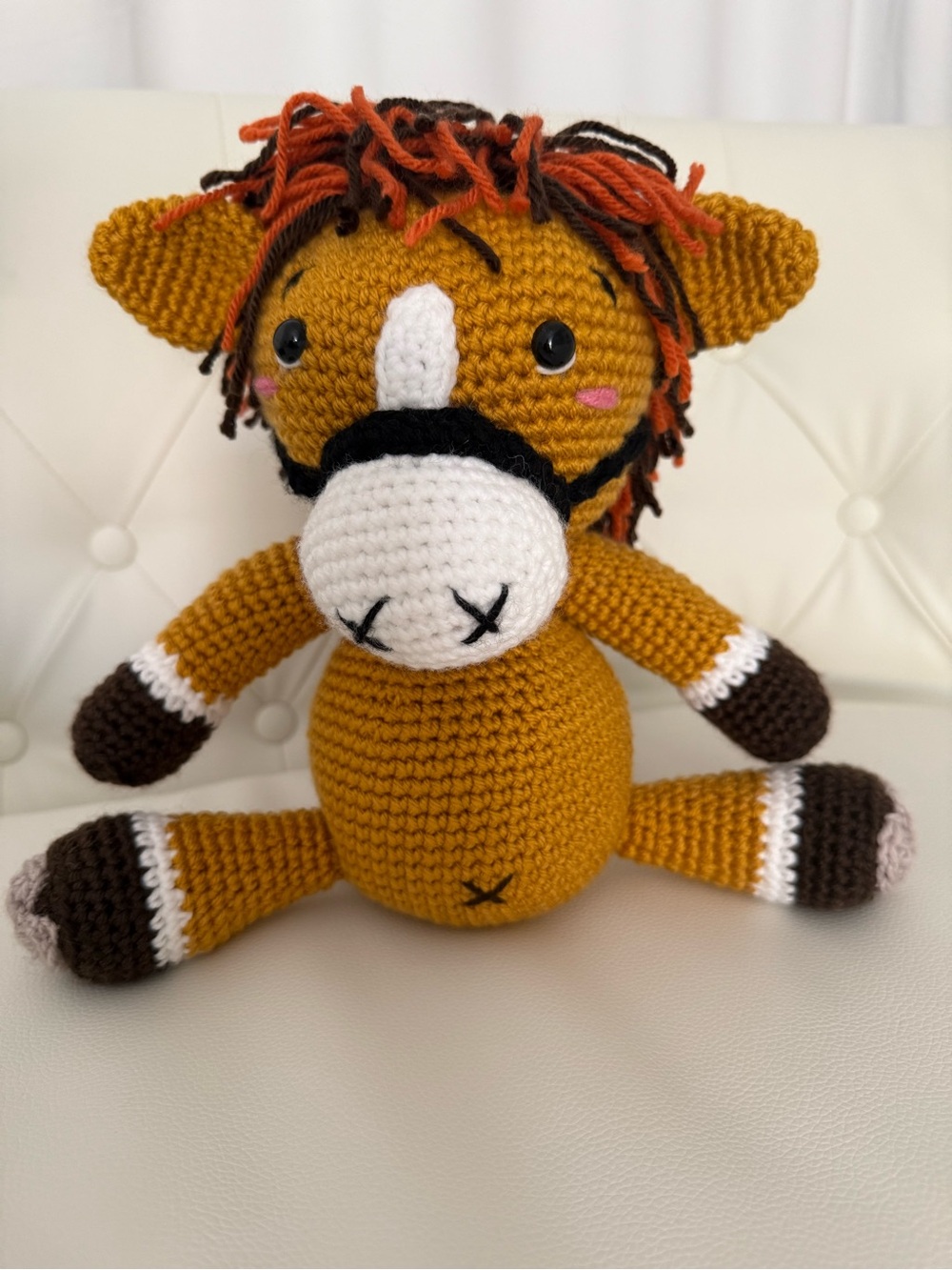 Handmade Mustard Yellow Amigurumi Crochet Horse Plush